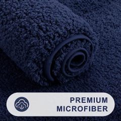 Rugs&Mats-Microfiber Bathroom Contour Rug-Navy Blue