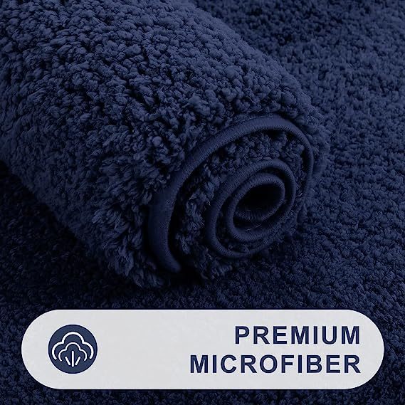 Rugs&Mats-Microfiber Bathroom Contour Rug-Navy Blue