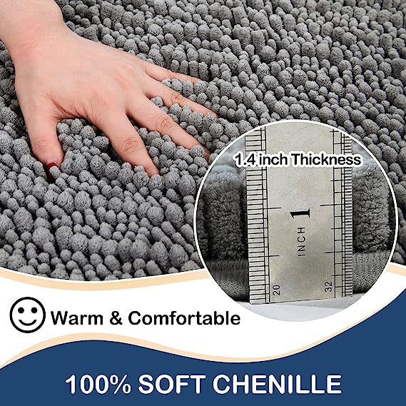 Rugs&Mats-Luxury Chenille Bathroom Rug-Grey