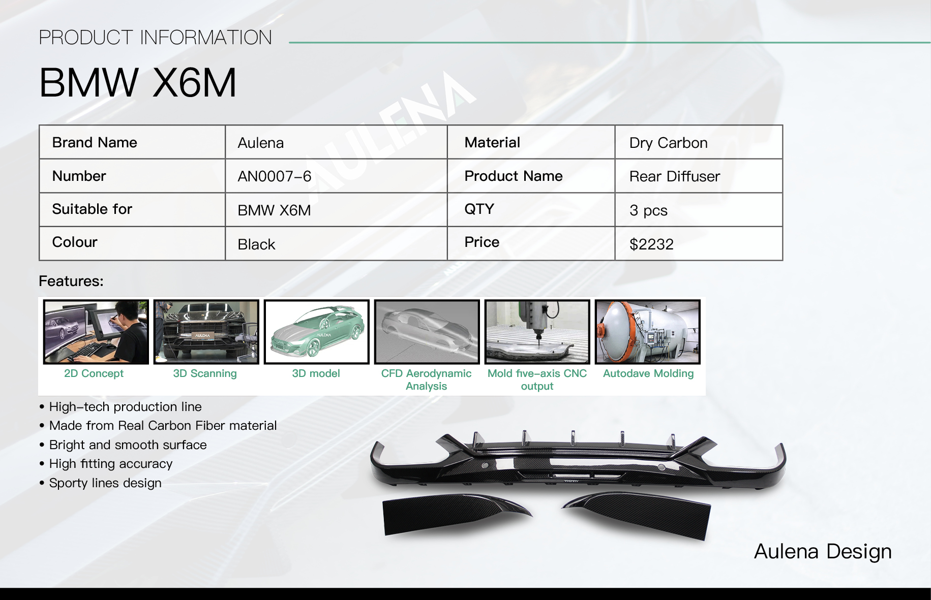 BMW X6M dry carbon performance Rear Diffuser