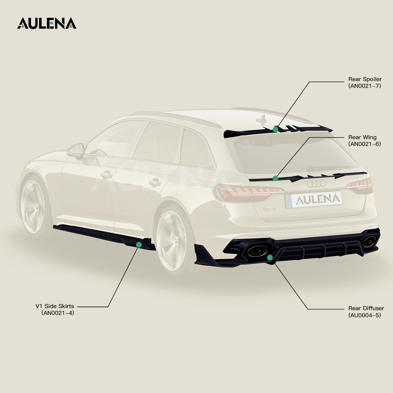 Aulena Design dry carbon performance Audi rs4 Rear Diffuser