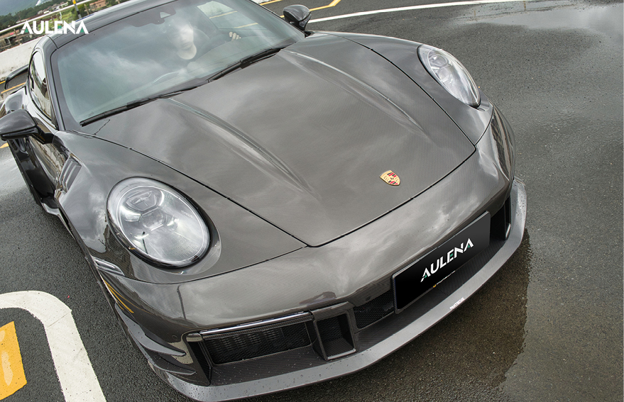 Porsche 992 Turbo S dry carbon fiber hood lightweight upgrade