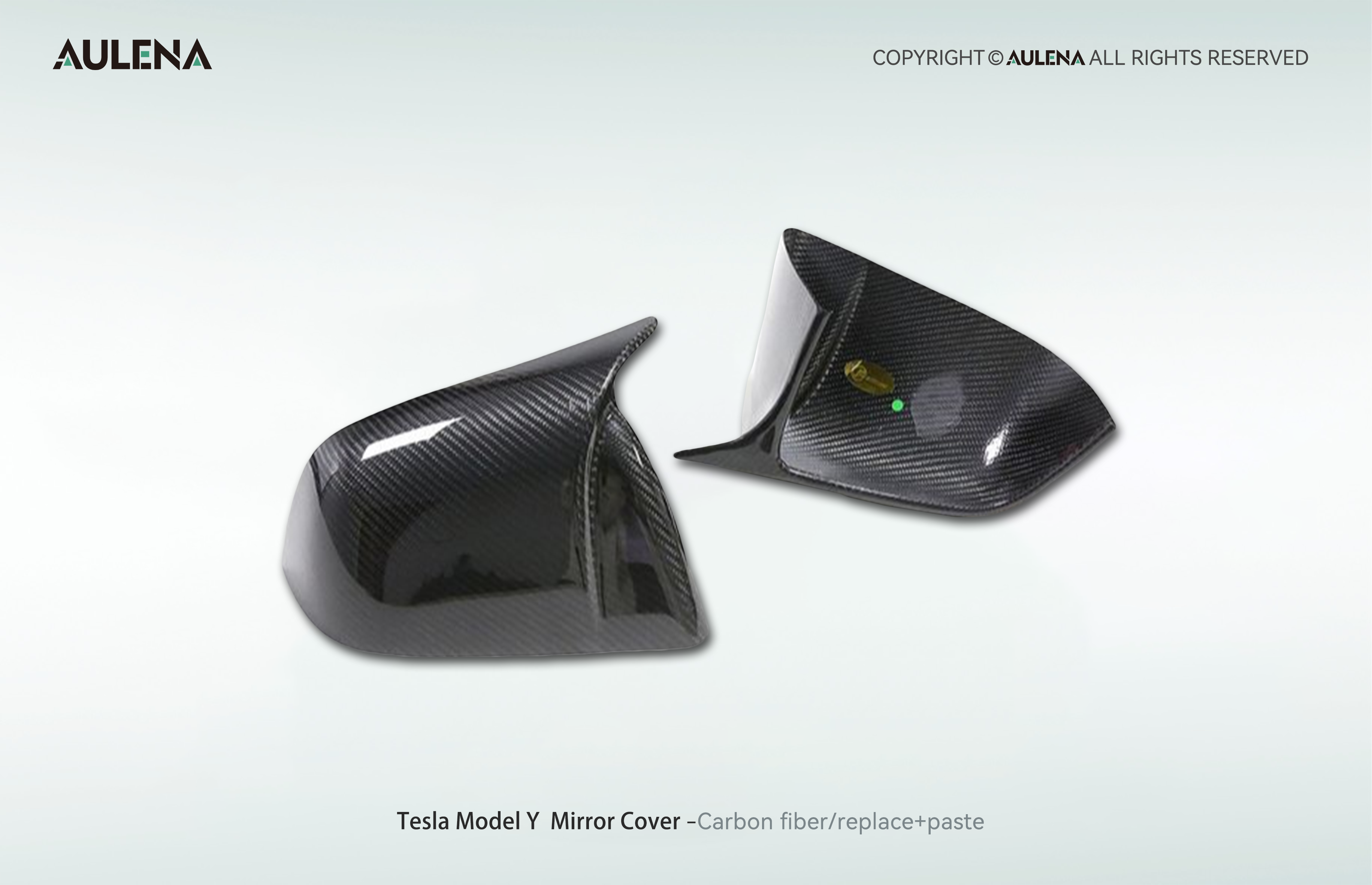 Tesla Model Y Aulena Design dry carbon performance Mirror Covers V2