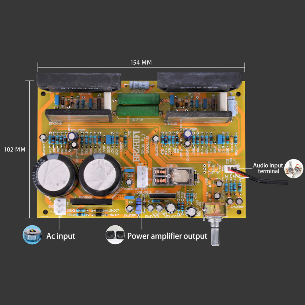 STK3048 Driver STK6153 Classic HiFi Combination Thick Film High-Power Amplifier Finished Board
