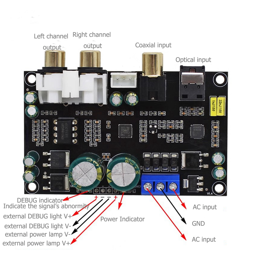 CS4398 Audio D/A Decoding Board DAC Module 16-24bit 32k-192kHz with CS8416 Optical, Coaxial Input, CS4398 Audiophile Audio DA Digital-to-Analog Converter, 5532DD Output