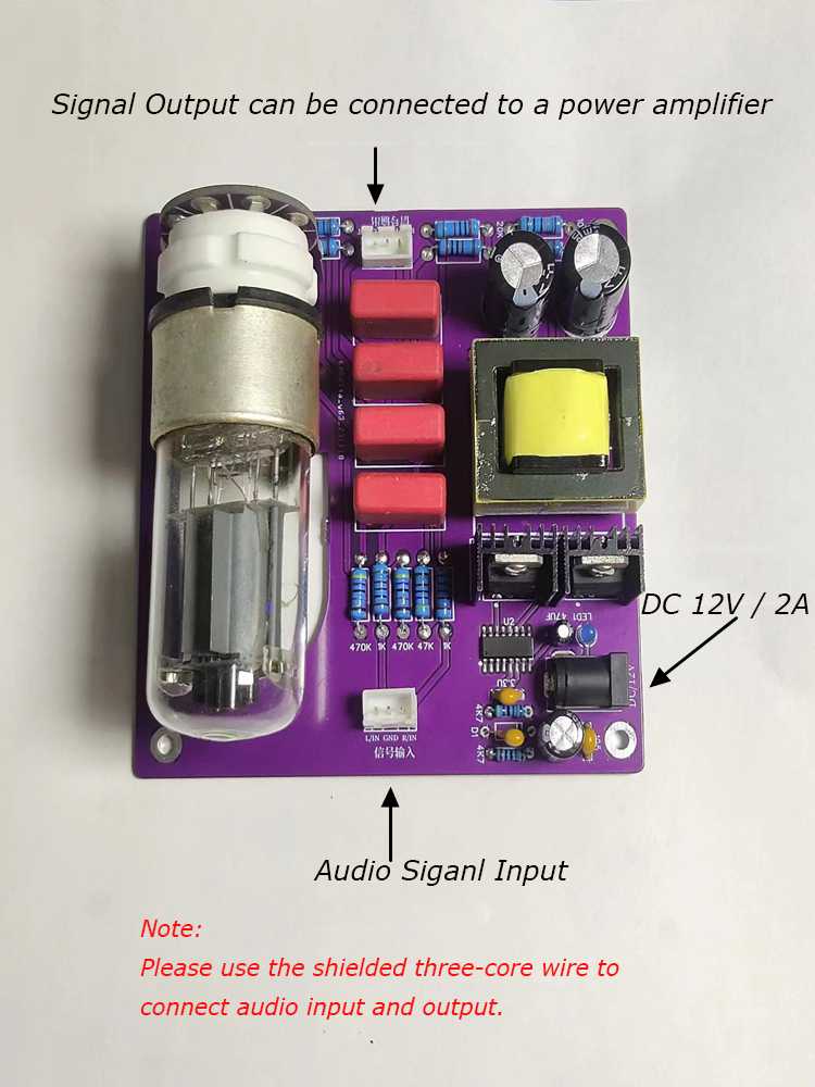 HiFi Tube Preamp DC power tube buffer pre amplifier 6N7P stereo HIFI amplifier