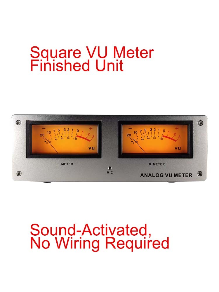 MIC-73 Sound-Activated Square VU Meter – Aluminum Panel, LED Warm Backlight, No Wiring Required