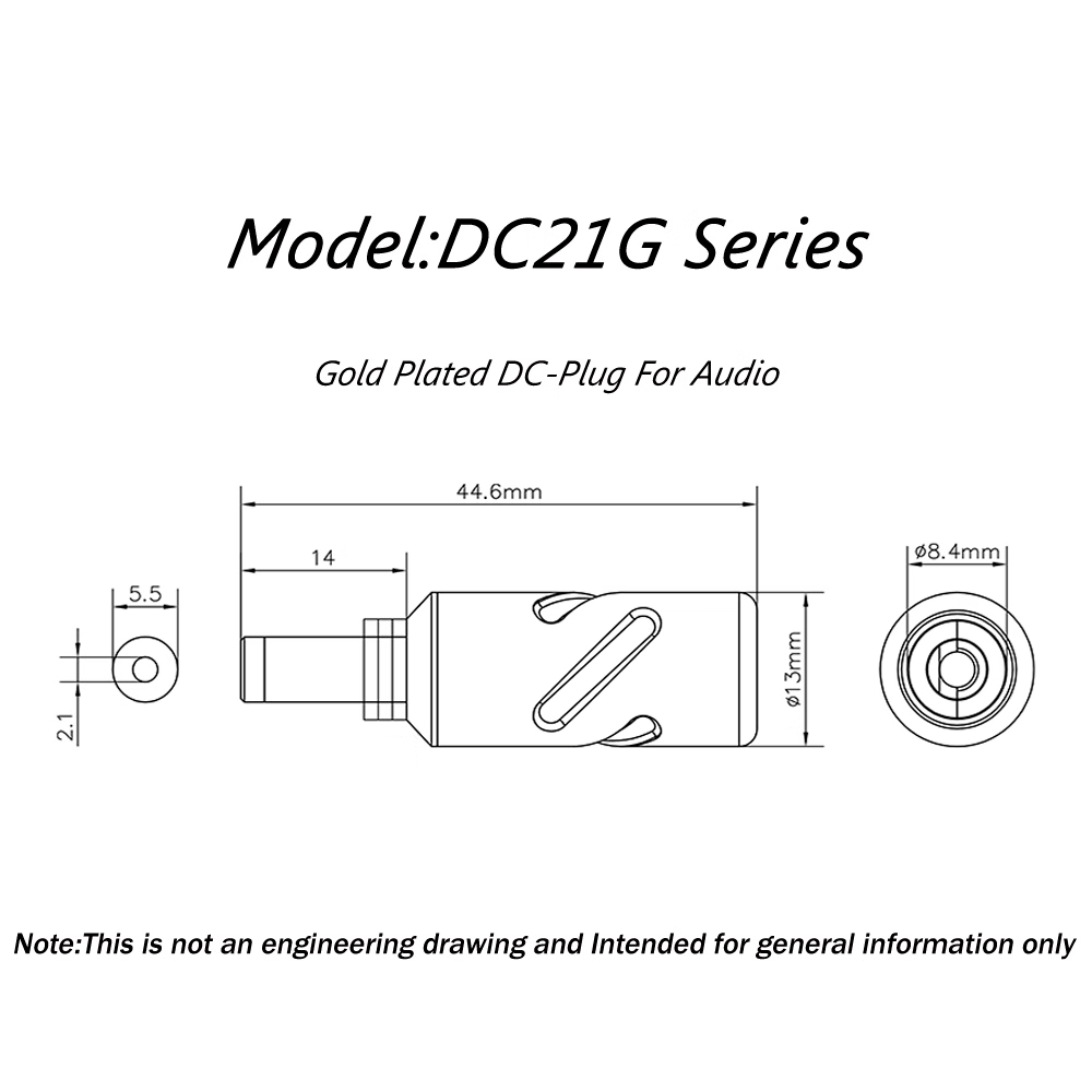 Monosaudio 24K Gold-Plated DC Power Connector - DC21/25, DC5.5x2.1mmx2.5 Plug and Socket for DIY Audio and Electronics Projects | High-Quality Gold-Plated Contacts for Superior Conductivity