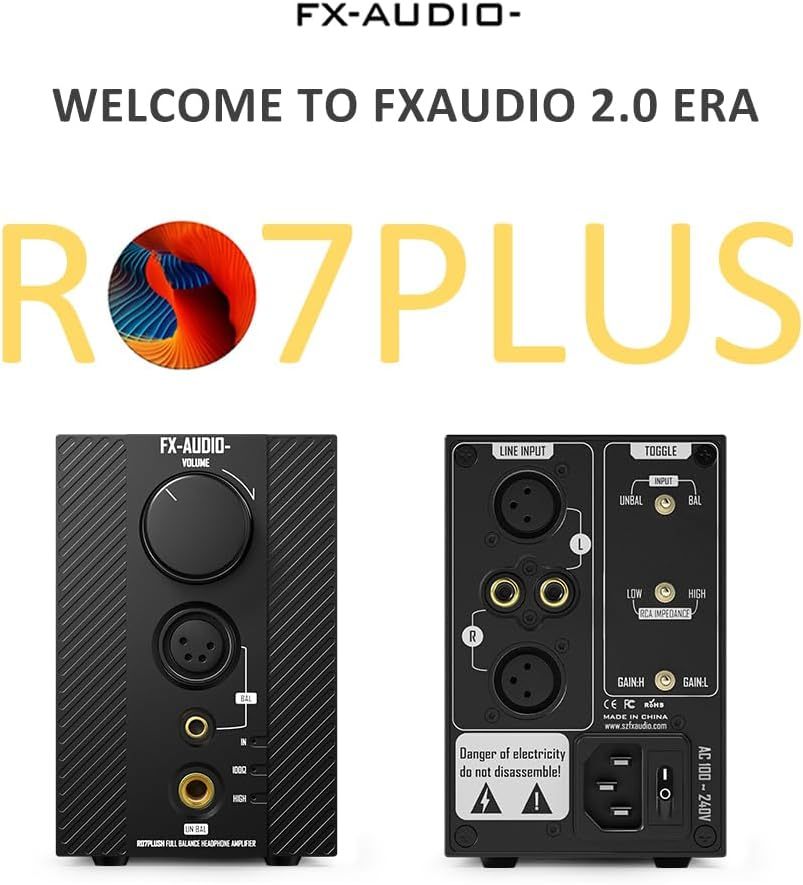 FX-Audio- R07PLUS Headphone Amplifier, 2700mW x 2 Mini Desktop Headphone Amp, XLR/RCA to 6.35mm / 4.4mm / XLR Balanced Headphone Amp for Home Theater Audio Systems
