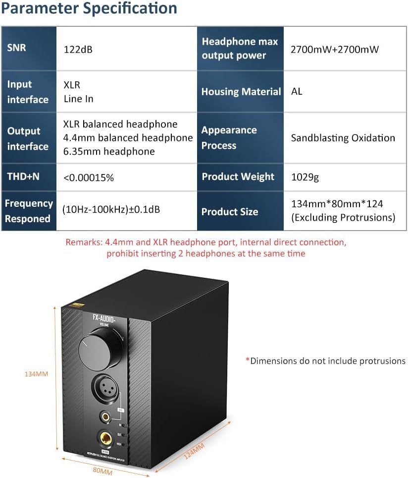 FX-Audio- R07PLUS Headphone Amplifier, 2700mW x 2 Mini Desktop Headphone Amp, XLR/RCA to 6.35mm / 4.4mm / XLR Balanced Headphone Amp for Home Theater Audio Systems