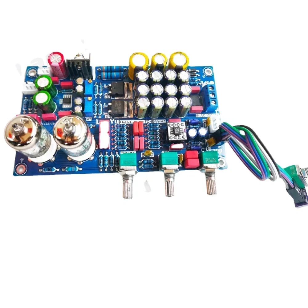 HIFI Preamp Tone Board 5654 Electronic Tube Preamplifier AD847 or AD712 OP AMP Potentiometer Extension AC 12V-15V