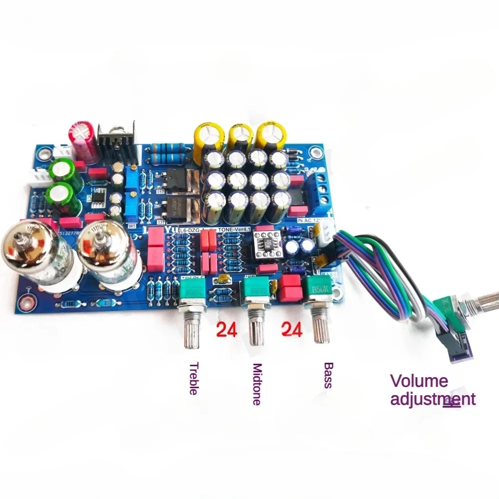 HIFI Preamp Tone Board 5654 Electronic Tube Preamplifier AD847 or AD712 OP AMP Potentiometer Extension AC 12V-15V