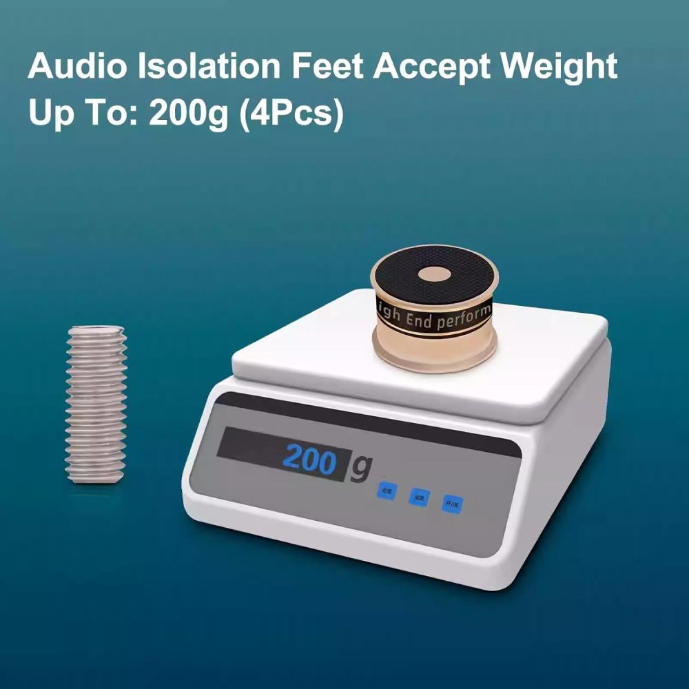 HiFi Speaker Isolation Feet Spikes Shock-Absorbing Aluminum Tube Amp Vibration-Damping Stand Feet CD Player Floor Protector Mat Subwoofer Vibration Absorber Non-Slip Base 39 * 24mm Black