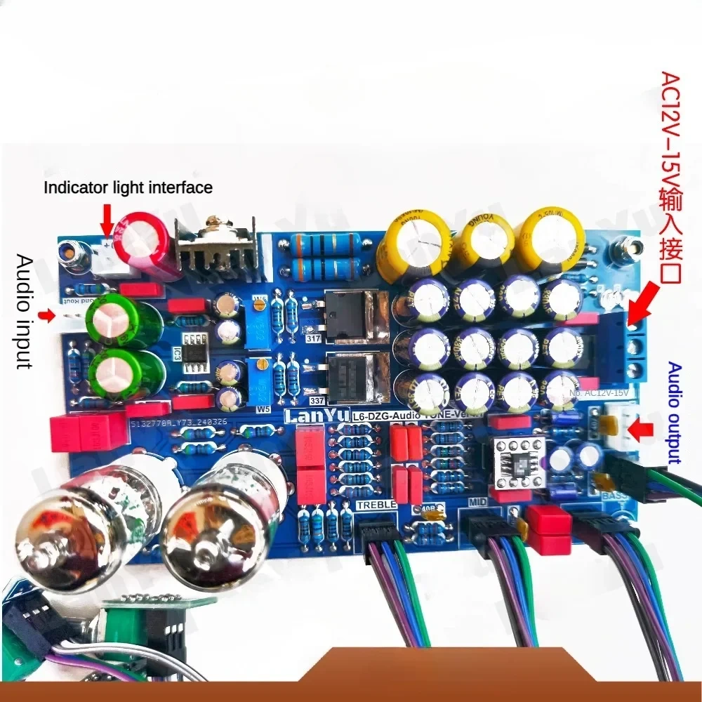 HIFI Preamp Tone Board 5654 Electronic Tube Preamplifier AD847 or AD712 OP AMP Potentiometer Extension AC 12V-15V