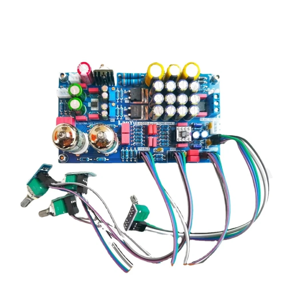 HIFI Preamp Tone Board 5654 Electronic Tube Preamplifier AD847 or AD712 OP AMP Potentiometer Extension AC 12V-15V