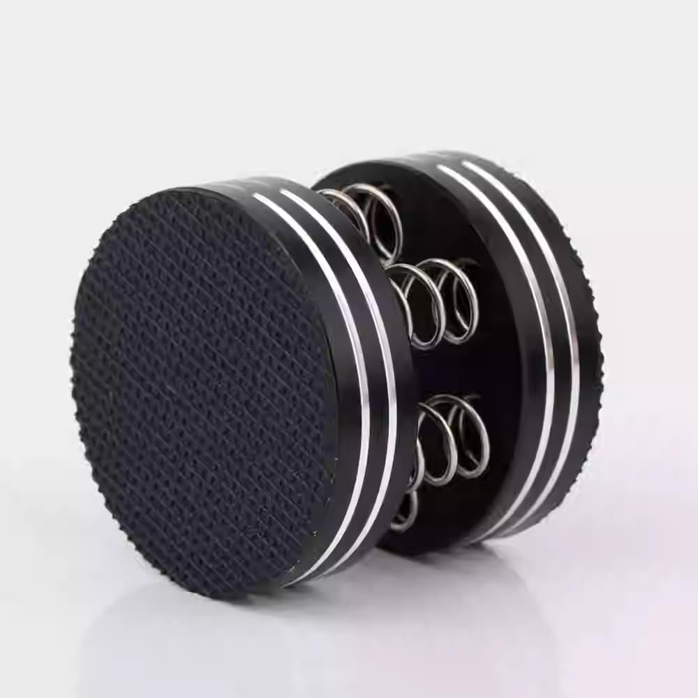 Audio Speaker Isolation Pads Subwoofer Stand Spikes Turntable IsolationPlatform Feet for Record Players/Amplifier/Recorder (Solid Aluminum Alloy+Rubber Mat Cone Base Pads, 44.5x38mm,4-Pack) (Black)