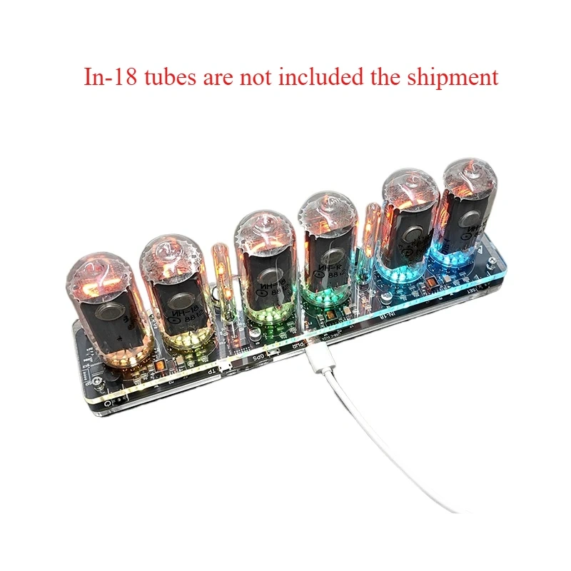 6-bit IN-18 Glow Tube Clock Module Nixie Clock Audio Accessories with Backlight Clock Digital USB 5V