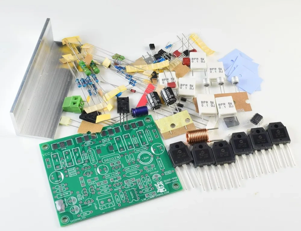 QUAD606 Board 2SD718*6 125W 8R/ 250W 4R Mono Power Amplifier TLC271 OP AMP with Angle Aluminum DC25V to 55V