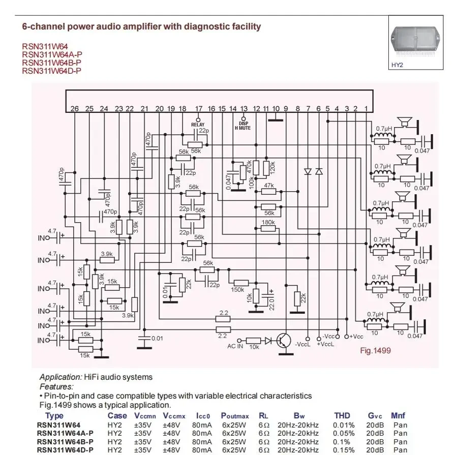 HiFi Sanyo Thick Film RSN311W64 25Wx6 Class H Enthusiast Power Amplifier Board Finished Product