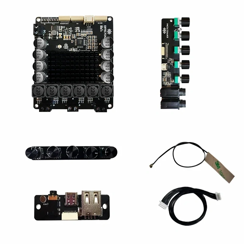 DSP2.1 Bluetooth 5.0 Digital Subwoofer Power Amplifier Board 100W+50W*2 Microphone with Volume Adjustment Knob Module
