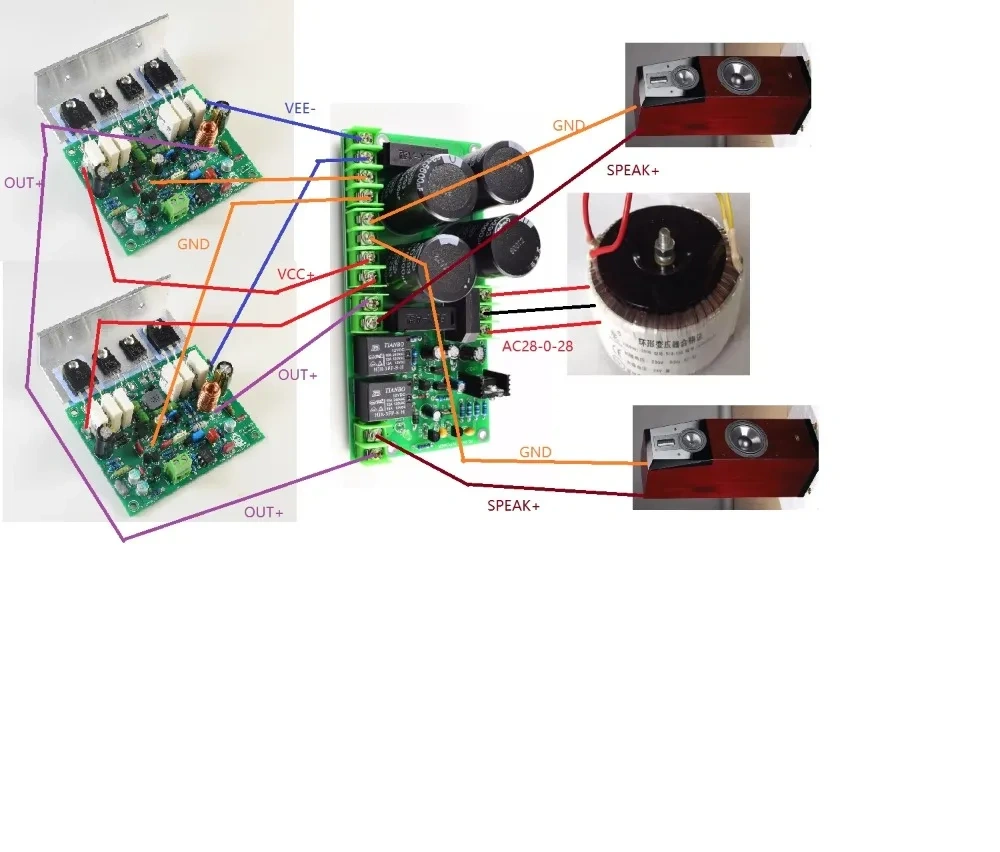 QUAD606 Board 2SD718*6 125W 8R/ 250W 4R Mono Power Amplifier TLC271 OP AMP with Angle Aluminum DC25V to 55V