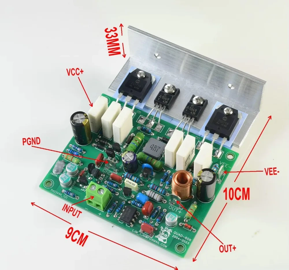 QUAD606 Board 2SD718*6 125W 8R/ 250W 4R Mono Power Amplifier TLC271 OP AMP with Angle Aluminum DC25V to 55V