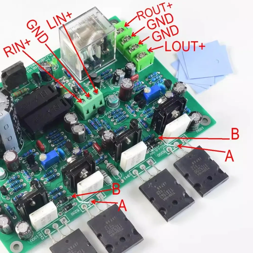 MX100 Toshiba TA1943 TC5200 Dual Channel Integrated Board Amplifier 150W*2 with Power Supply and Speaker Protection