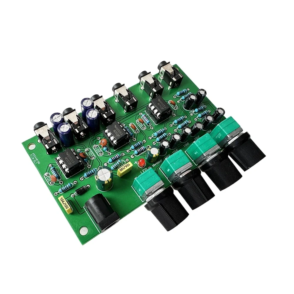 4 Ways Audio Mixing Amplifier Board Stereo 4 in 2 Out for Heaphone Pre-amplifier 16ohm-600ohms