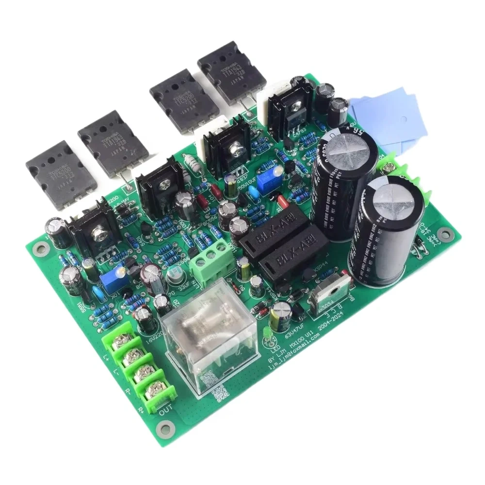MX100 Toshiba TA1943 TC5200 Dual Channel Integrated Board Amplifier 150W*2 with Power Supply and Speaker Protection