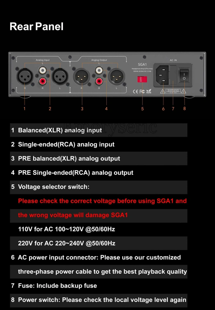 Emoryseric & Soncoz SGA1 High Fidelity Fully Balanced Headphone Amp & Pre-Amp Premplifier