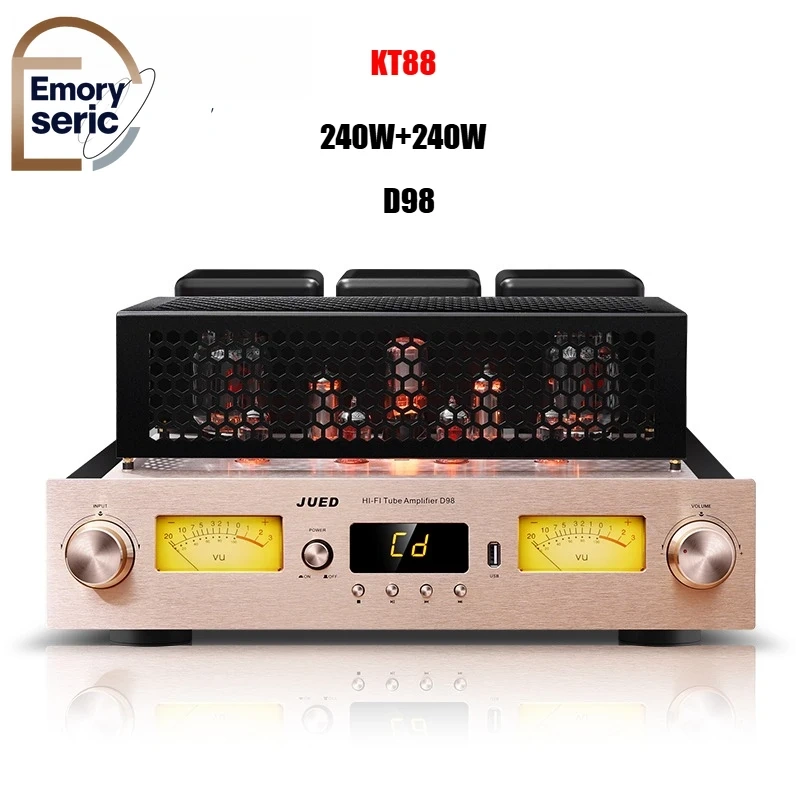 240W KT88 Tube Amplifier Class A JUED D98 HiFi FET Hybrid Amp Bluetooth 5.0 APTX-HD USB DAC Audiophile Power Amplifier