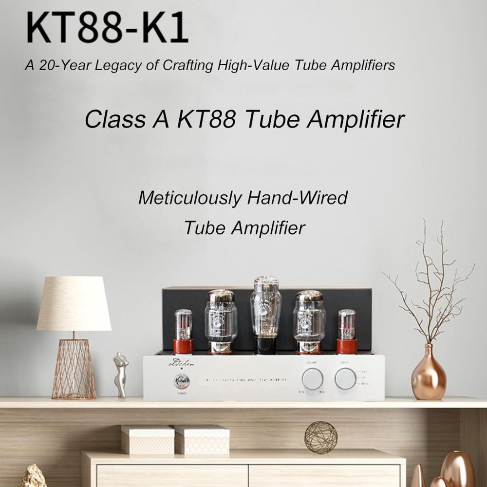 Oldchen KT88-K1 Tube Amplifier, Single-Ended Class A Integrated Amplifier 6H8C 5U4G KT88 Vacuum Tubes Amp for Home Audio, High-Fidelity Stereo Speaker