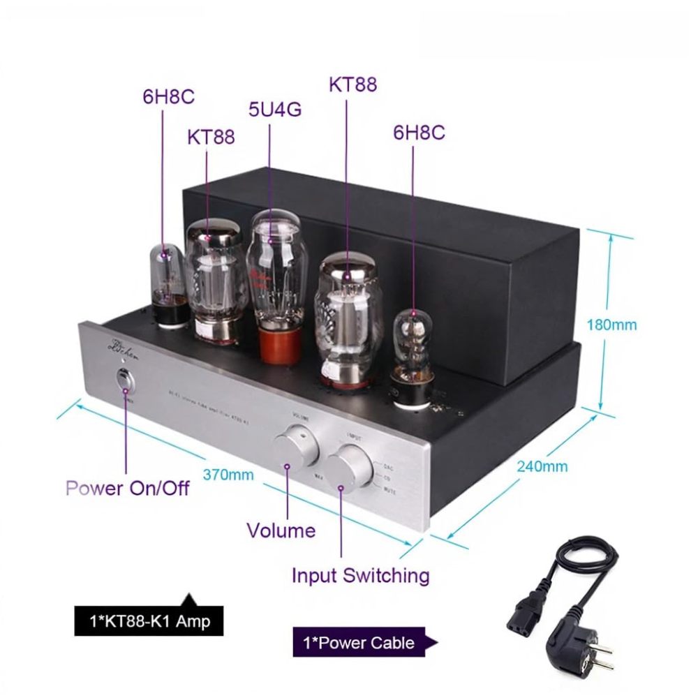 Oldchen KT88-K1 Tube Amplifier, Single-Ended Class A Integrated Amplifier 6H8C 5U4G KT88 Vacuum Tubes Amp for Home Audio, High-Fidelity Stereo Speaker