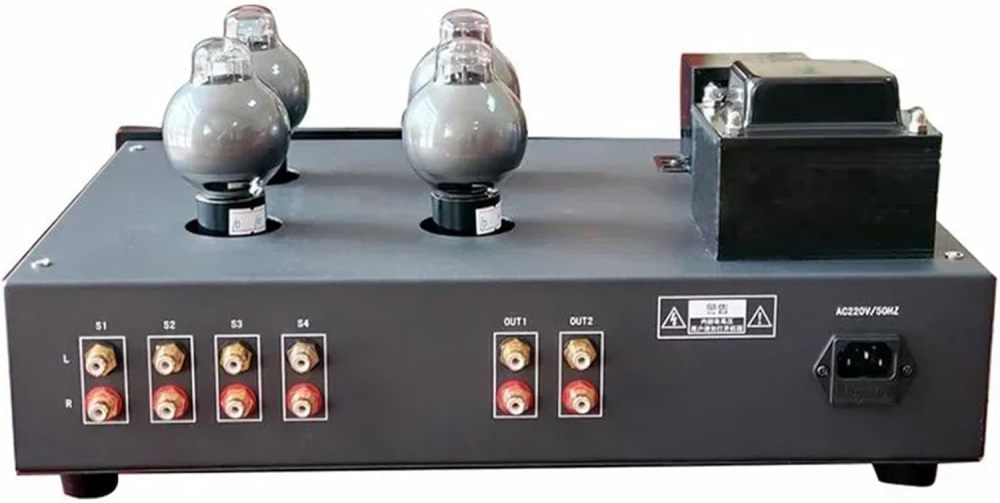 OldChen C1 HI-end 6H8C/CV181-SE Vacuum Tube Pre-Amplifier Bass Adjustment Preamp, Audiophile 5U4C Rectifier Preamp with Dual VU Meters, Ultra-Low Noise (Black, Upgrade)