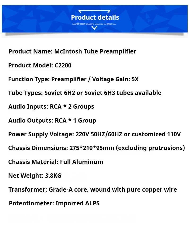 Based on McIntosh C2200 Circuit 6H3 Tube Preamplifier