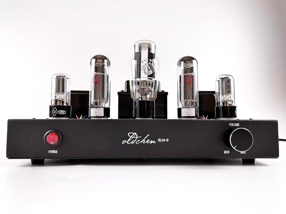 Oldchen EL34 Single-Ended Class A Tube Amplifier, Hand-Wired Point-to-Point HiFi Integrated Amplifier for Home Audio, Home Theatre Vacuum Tube Power Amplifier 10W, Black