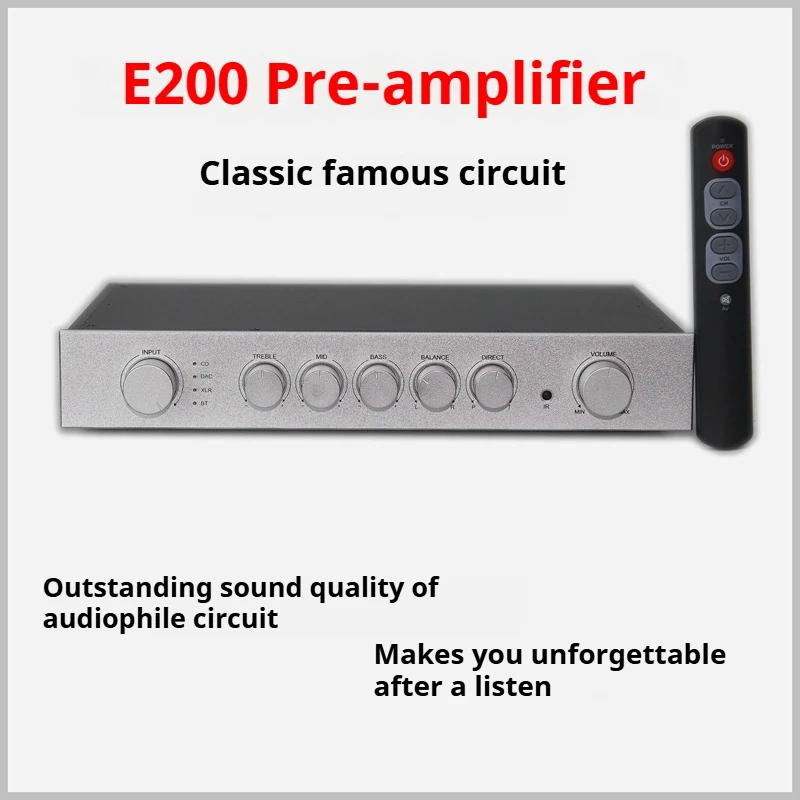 E200 HiFi Preamplifier, Class-A Dual Mono Preamp with Tone Control, ALPS27 Potentiometer, Optional Bluetooth & XLR