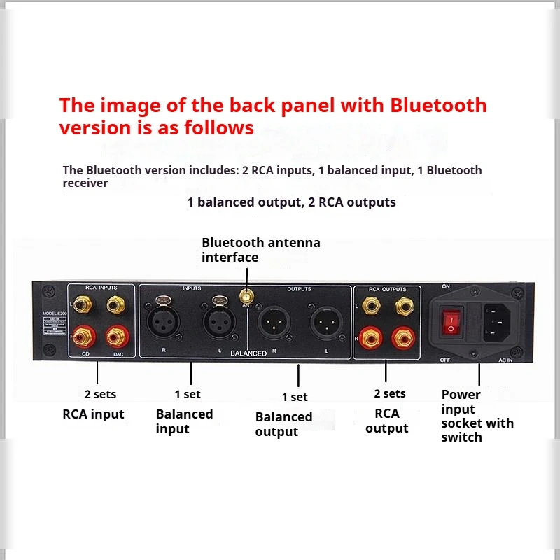 E200 HiFi Preamplifier, Class-A Dual Mono Preamp with Tone Control, ALPS27 Potentiometer, Optional Bluetooth & XLR