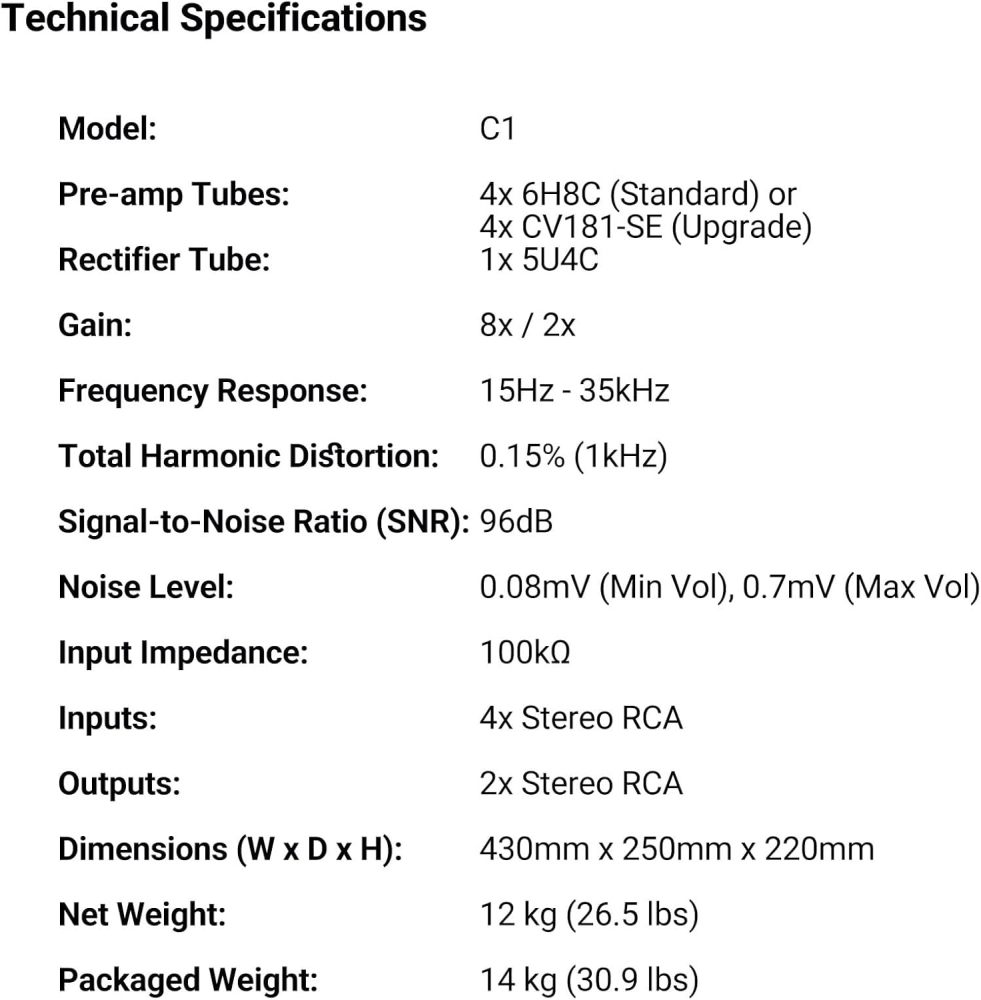 OldChen C1 HI-end 6H8C/CV181-SE Vacuum Tube Pre-Amplifier Bass Adjustment Preamp, Audiophile 5U4C Rectifier Preamp with Dual VU Meters, Ultra-Low Noise (Black, Upgrade)