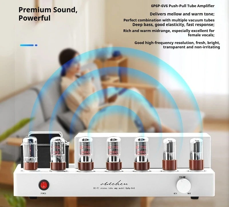 Oldchen 6P6P 6V6 Push-Pull Tube Amplifier HiFi Stereo Integrated Amp with Bluetooth 5.0 Audiophile Vacuum Tube Power Amplifier