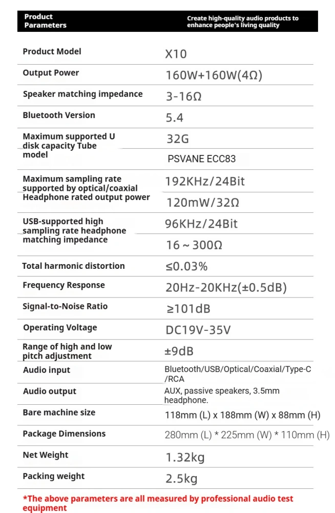 SUCA AUDIO X10 HiFi Tube Amplifier Bluetooth 5.4 DAC Decoder Preamp Headphone Amp 4-in-1 Integrated Power Amplifier