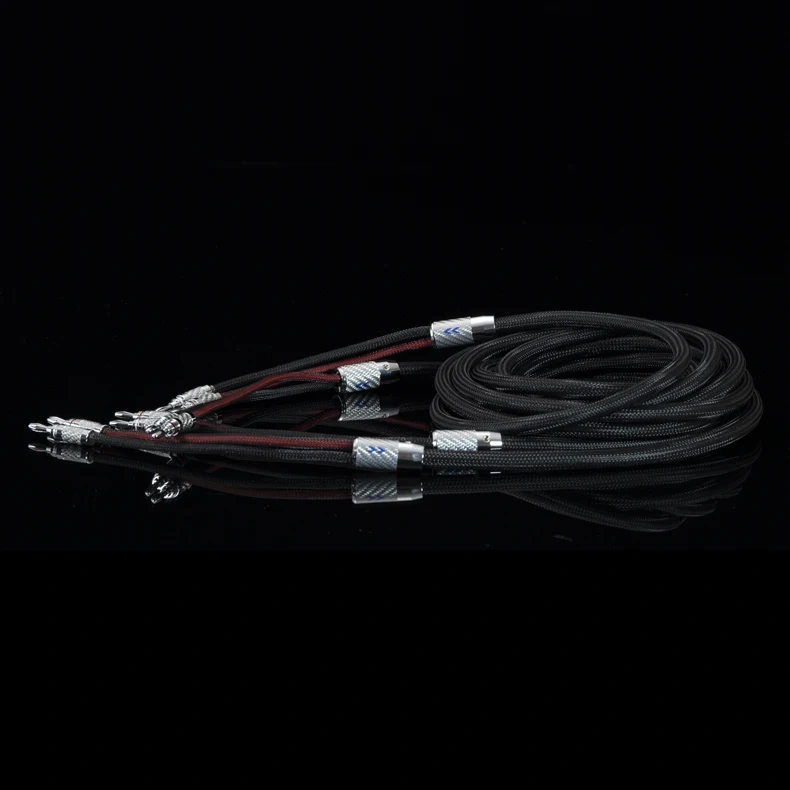 Muzishare MS-V880-F HiFi Speaker Cable, High Purity OFC Audiophile Wire with Rhodium Plated Carbon Fiber Banana Plugs
