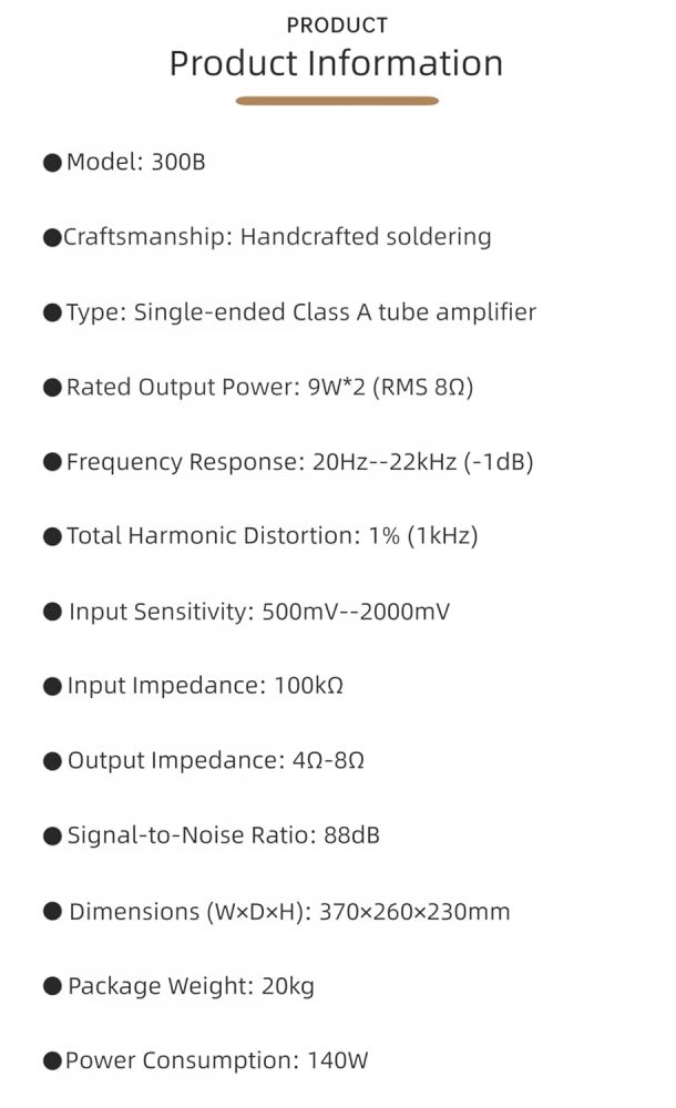 Oldchen 300B Tube Amplifier, Single-Ended Class A Integrated Amp, Hand-Wired Point-to-Point, 9W*2, Dual VU Meters, 300B-SE / 6SN7GT / 5U4G Tubes (Silver, Upgrade Version)
