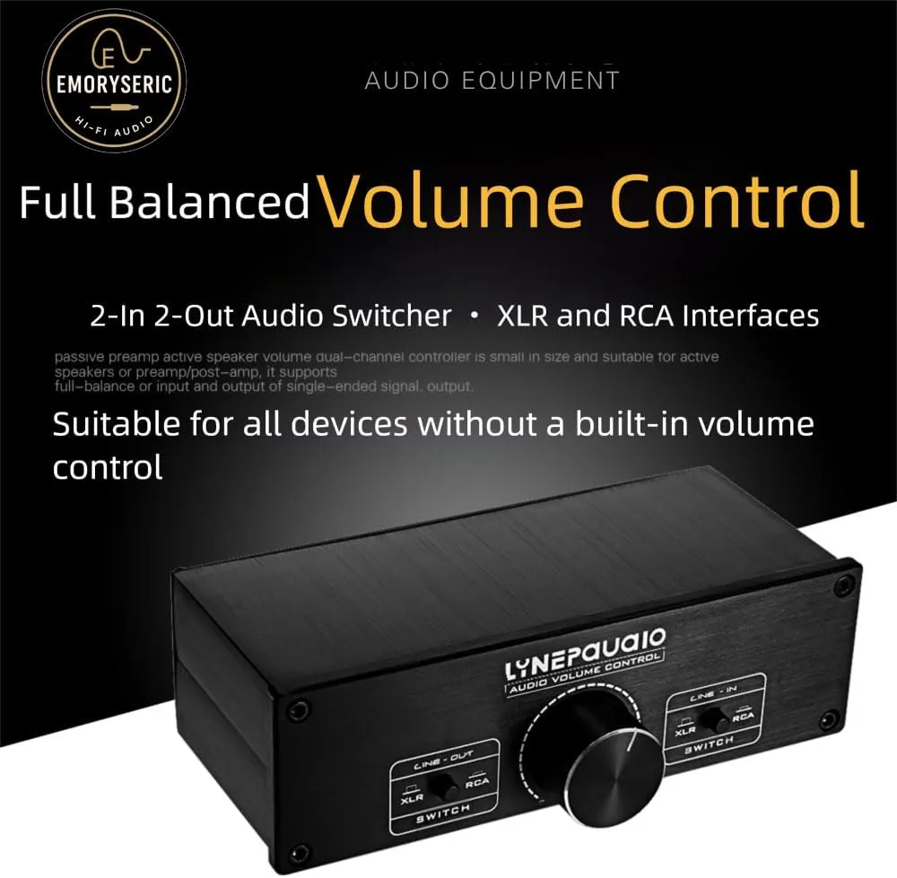Passive Preamplifier & Audio Switcher, 2-IN-2-OUT XLR/RCA Stereo ...