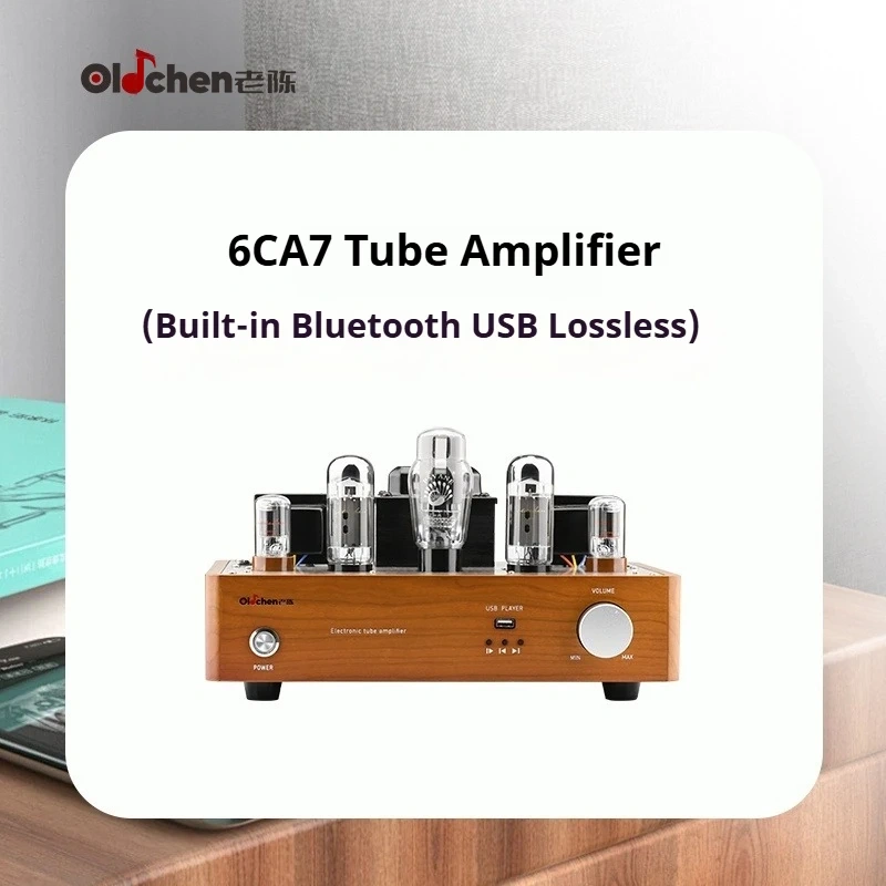 Oldchen 6CA7 Tube Amplifier Bluetooth 5U4G 6SN7GT EL34 Amp USB Lossless