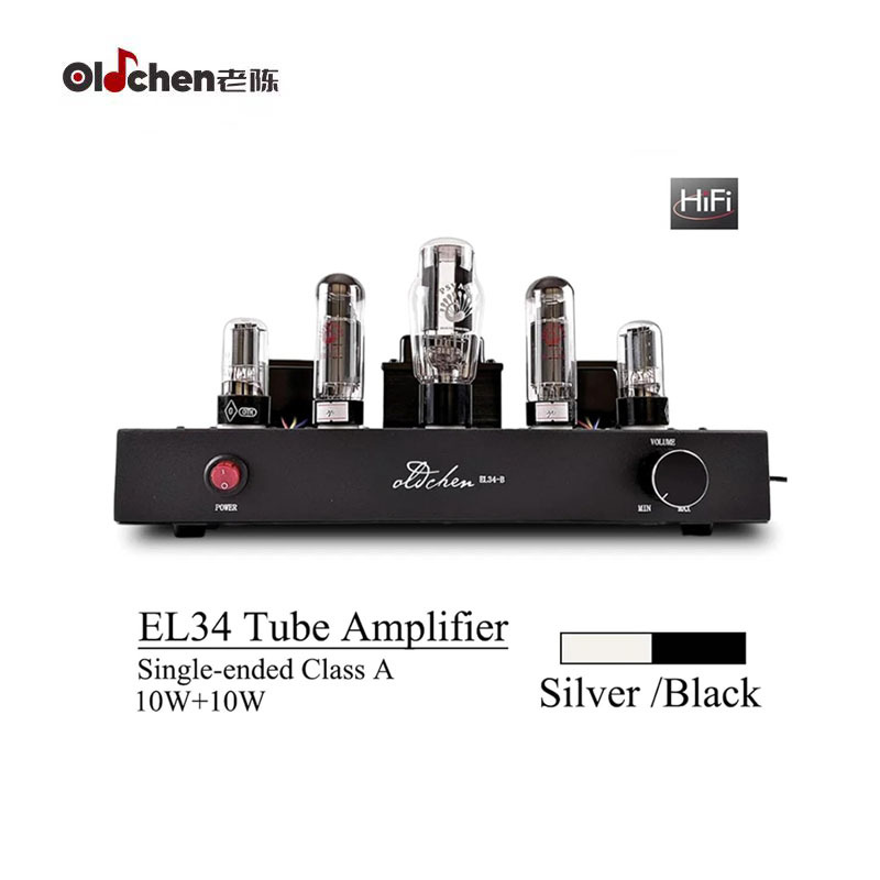 Oldchen EL34 Single-Ended Class A Tube Amplifier, Hand-Wired Point-to-Point HiFi Integrated Amplifier for Home Audio, Home Theatre Vacuum Tube Power Amplifier 10W, Black