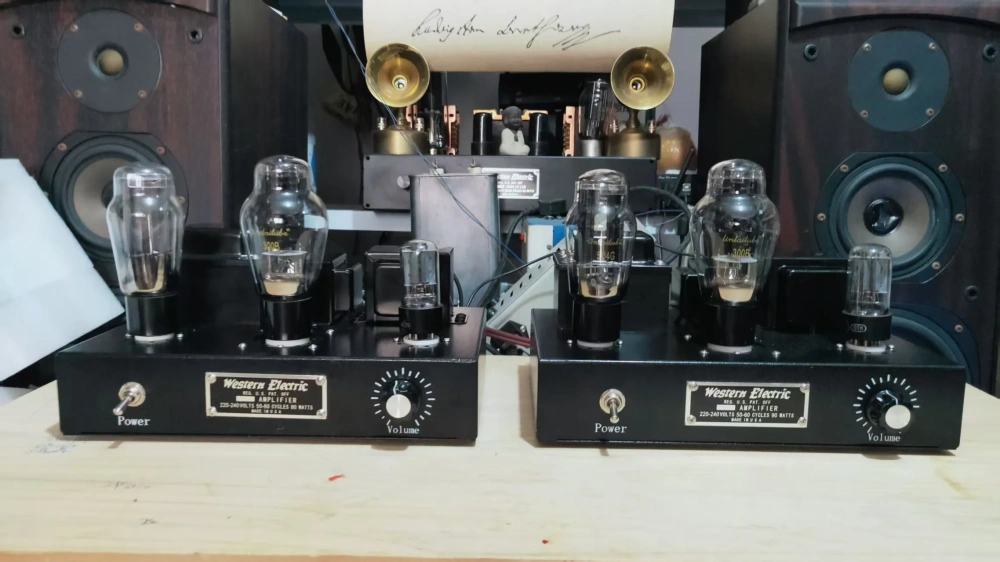 300B 6SN7 Push 5U4G Single-Ended Class A Tube Amplifier Stereo Set, Hand-Wired Point-to-Point 8W x2 for Home Audio