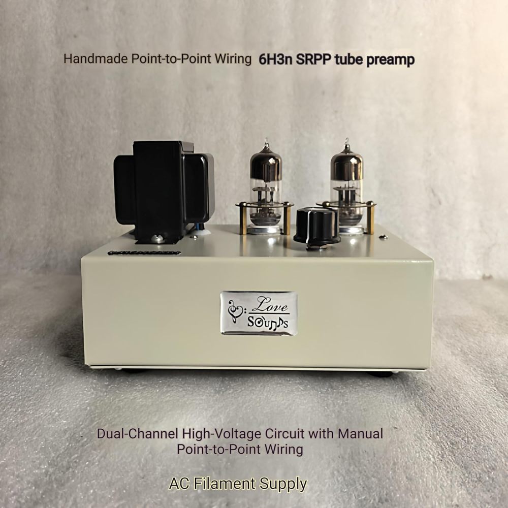 Tube Preamplifier with NOS Soviet 6H3n Tubes (Equiv. 6N3/5670/2C51), Pure Handmade Point-to-Point Wiring SRPP Stereo HiFi Pre-Amp for Active Speakers & Power Amplifiers
