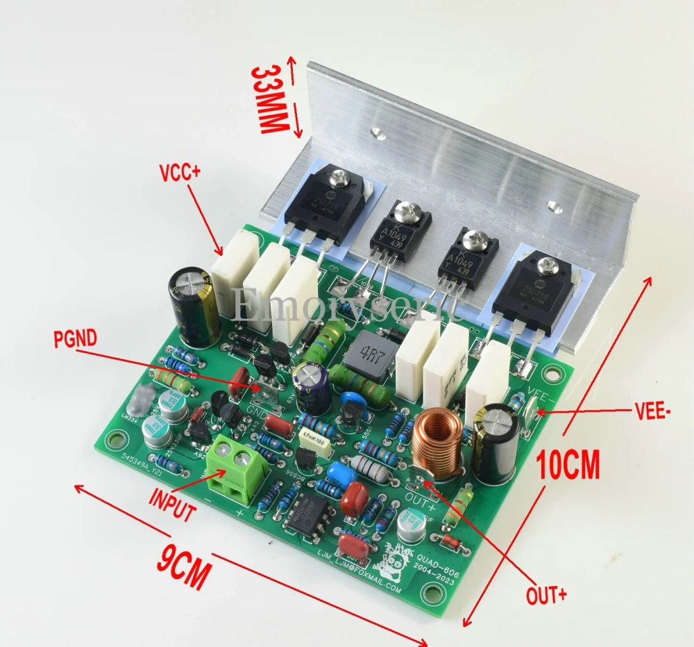 QUAD 606 Clone Power Amplifier Board, Mono Channel, 6 Power Transistors, Classic British Sound DIY Audio