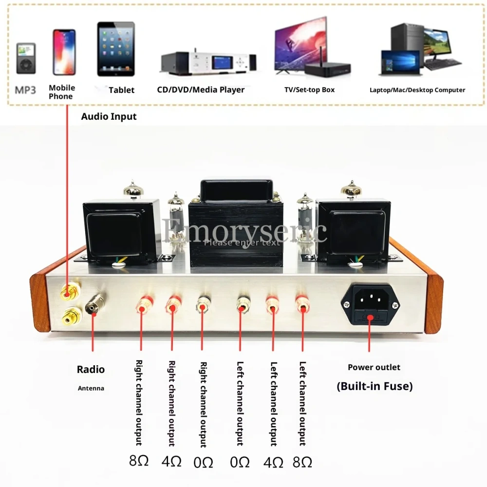 Audiophile Tube Radio & Amplifier, High Precision FM Tuner with Wireless Bluetooth HiFi Power Amp